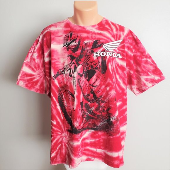 Honda Other - Honda Red White Wing Moto Custom Reverse Dye Tee